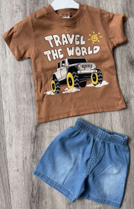 Костюм Minitini Baby "Travel the world" коричневий, хлопчик 1-2-3-4 роки