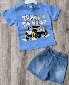 Костюм Minitini Baby "Travel the world" блакитний, хлопчик 1-2-3-4 роки