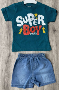 Костюм Minitini Baby «Super Boy» тёмно-зелёный, мальчик 1-2-3-4 года