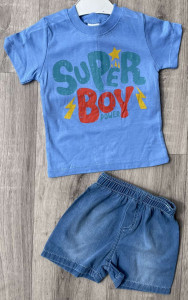 Костюм Minitini Baby «Super Boy» синий, мальчик 1-2-3-4 года