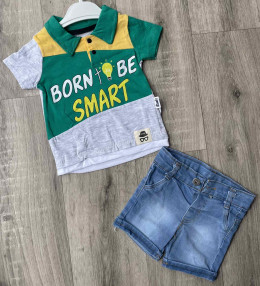 Костюм Ronix «Born be smart» зелёный, мальчик 6-9-12-18 месяцев