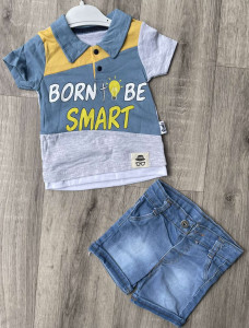 Костюм Ronix "Born be smart" блідо-синій, хлопчик 6-9-12-18 місяців