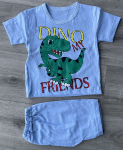 Костюм "Dino Friends" блакитний, хлопчик 6-9-12-24 місяців