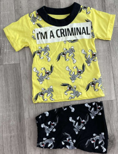 Костюм «I’m a criminal» жёлтый, мальчик 1-2-3-4-5 лет