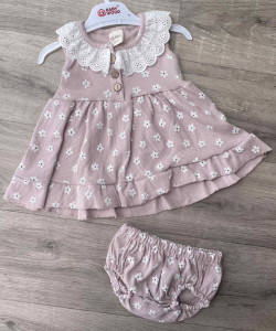 Платье Baby Wood «Цветочки» бежевый, 9-12-18-24 месяцев