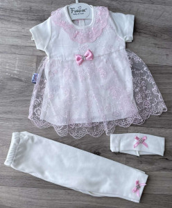 Комплект Findik «Бантик» молочно-розовый, девочка 3-6 месяцев