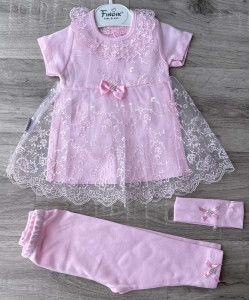 Комплект Findik «Бантик» розовый, девочка 3-6 месяцев