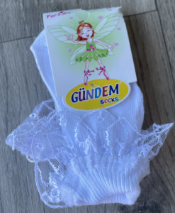 Шкарпетки Gundem «Рюші» білий, дівчинка 0-12 місяців