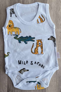 Боди Nayinom «Wild Safari» белый, мальчик 0-3-6-9 месяцев