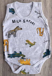 Боди Nayinom «Wild Safari» серый, мальчик 0-3-6-9 месяцев