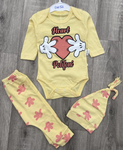 Комплект Poli Foni «Heart Polifoni» жёлтый, девочка 6-9 месяцев