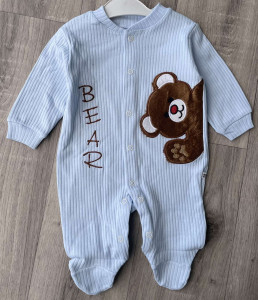 Человечек Kids Wear «Bear» голубой, мальчик 0-3-6 месяцев