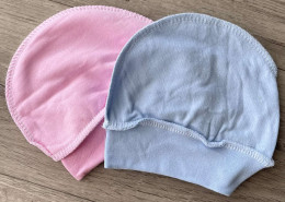Шапочки "Однотонні" блакитні+рожеві, хлопчик+дівчинка 0-6 місяців