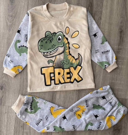 Пижама "T-Rex" серая, мальчик 2-3-4-5-6 лет