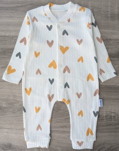 Человечек «Сердечки» жовтый, девочка 0-3-6 месяцев