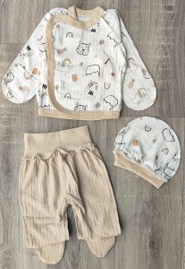 Комплект "звірята"молочний, унісекс 0-3 місяців