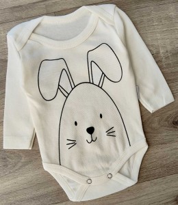 Боди Findik "Зайчик" белый, унисекс 3-6-9-12-18 месяцев