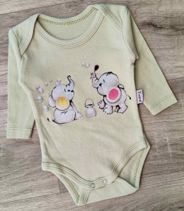 Боди Findik «Слоники» зеленый (оливка), мальчик 3-6-9-12-18 месяцев