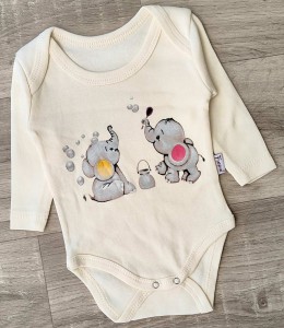 Боди Findik «Слоники» молочный, унисекс 3-6-9-12-18 месяцев