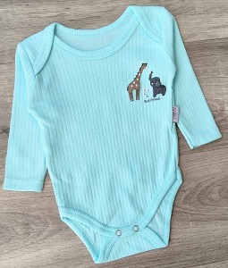Боди Findik "Жираф и слоник" зеленый(мятный/бирюзовый), унисекс 3-6-9-12-18 месяцев