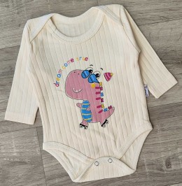 Боди Findik "Динозаврик" молочный, девочка 3-6-9-12-18 месяцев
