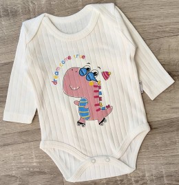 Боди Findik "Динозаврик" белый, девочка 3-6-9-12-18 месяцев