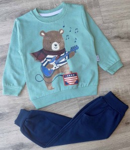 Костюм Mixima "Ведмедик" зелений, хлопчик 1-2-3-4 роки