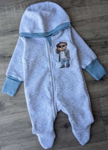 Человечек "Мишка" голубой, мальчик 0-3-6-9-12 месяцев