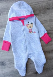 Человечек "Мишка" розовый, девочка 0-3-6-9-12 месяцев