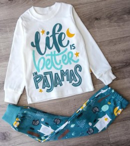 Пижама "Life" зеленый (бирюзовый), унисекс 1,5-2-3-4 лет