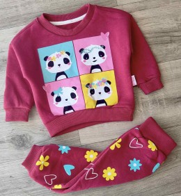 Костюм Mamax "Чотири панди" бордовий, дівчинка 1-2-3-4 роки