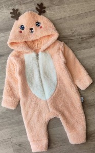 Чоловічок Kidex "Оленя" персиковий, дівчинка 3-6-9-12 місяців