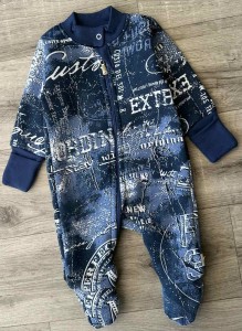 Чоловічок "Написи" синій, хлопчик 3-6-9-12-18 місяців