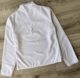 Блуза "Горошок", білий, дівчинка 7-8-9-10-11 років