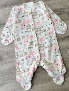 Чоловічок "Ведмедик" рожевий, дівчинка 0-3-6-9-12 місяців