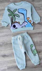 Костюм Flamindo "Динозавр" зелений (бірюзовий), хлопчик 9-12-18-24 місяців