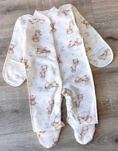 Человечек "Мишка на облаке" молочный, унисекс 0-3 месяцев