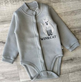 Боди "Wink cat" , голубой, унисекс 9-12-18-24-36 месяцев