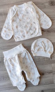 Комплект "Медвежонки", белый, унисекс 0-3 месяцев