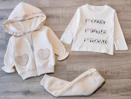 Костюм Partner "Сердца" бежевый, девочка 9-12-18-24 месяцев