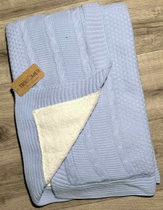 Плед Tricomer "Косичка+смужка'', блакитний, хлопчик 80*90