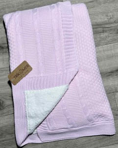 Плед Tricomer "Косичка+смужка'', рожевий, дівчинка 80*90