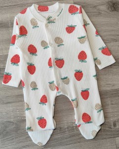 Чоловічок «Полуниця» білий, дівчинка 0-3-6 місяців