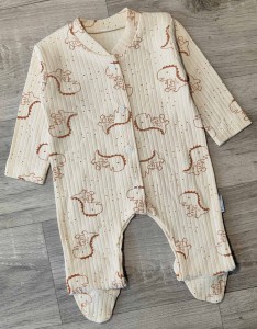 Чоловічок «Динозавр» бежевий, хлопчик 0-3-6 місяців