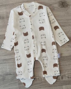 Чоловічок «Ведмідь» білий, хлопчик 0-3-6 місяців