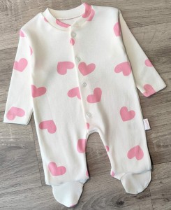 Чоловічок «Сердечки» рожевий, дівчинка 0-3-6 місяців
