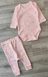 Комплект «Бантики» персиковий, дівчинка 0-3-6 місяців