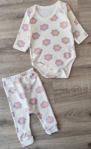 Комплект «Квіточка» фіолетовий (бузковий), дівчинка 0-3-6 місяців