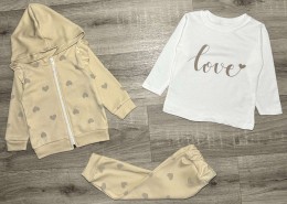 Костюм Minitix "Сердца" бежевый, девочка 9-12-18-24 месяцев