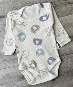 Боди Nayinom "Слоники" бежевый, унисекс 0-3-6-9 месяцев